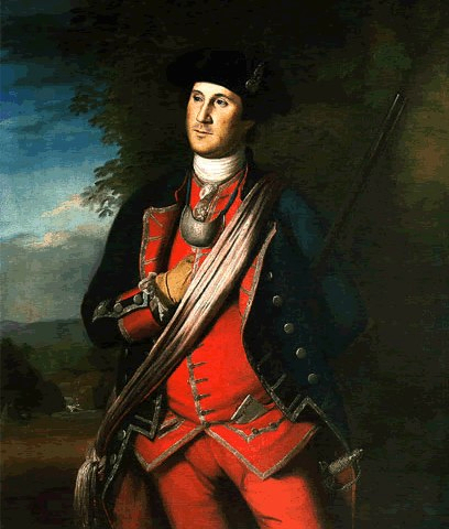 1772 Portrait of George Washington by Charles Willson Peale. French and Indian War Uniform.