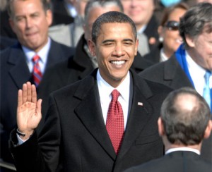 Barack Obama being sworn in as President Barack Obama being sworn in as President